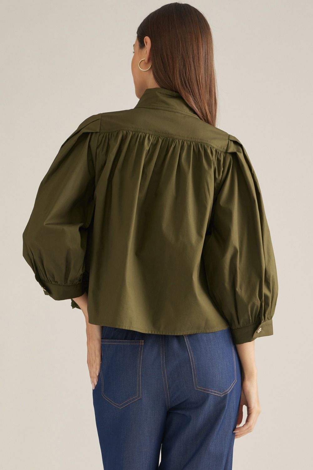 Annalise Puff Sleeve Top-Olive