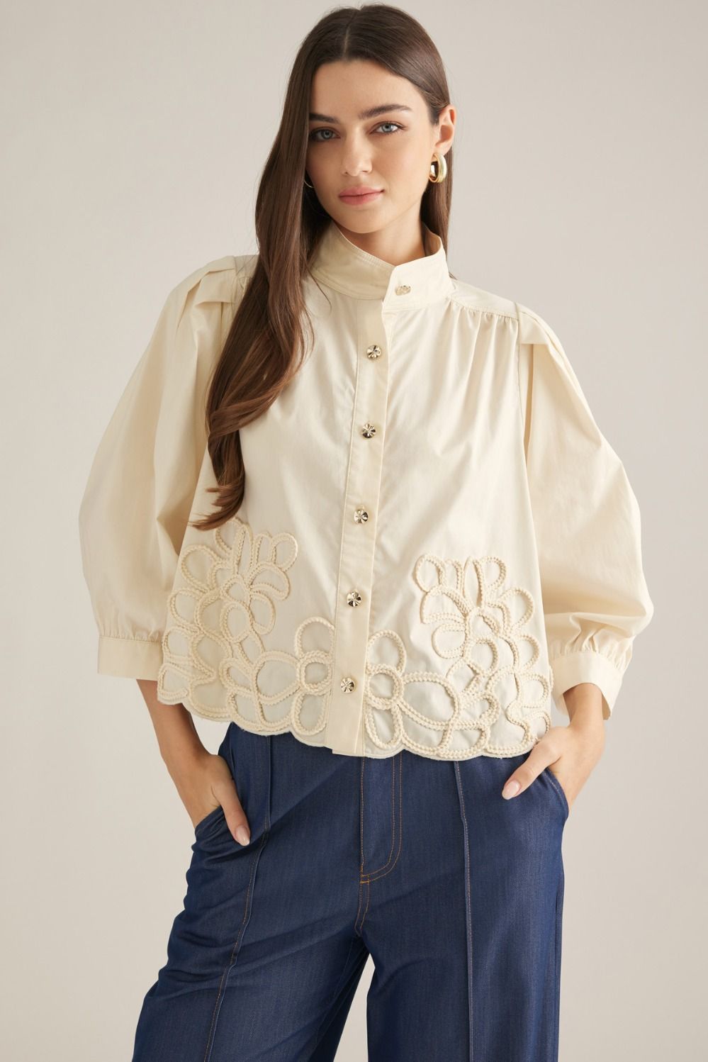 Annalise Puff Sleeve Top-Ecru