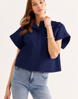 Timeless Touch Collar Top-Navy