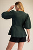 Cityscape Chic Peplum Top-Green