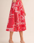 Rope Me In Midi Skirt-Red