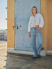 Bay Breeze Denim Top-Off White