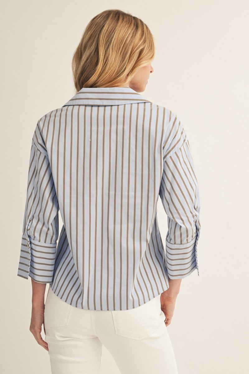 Isabella Stripe Collared Top