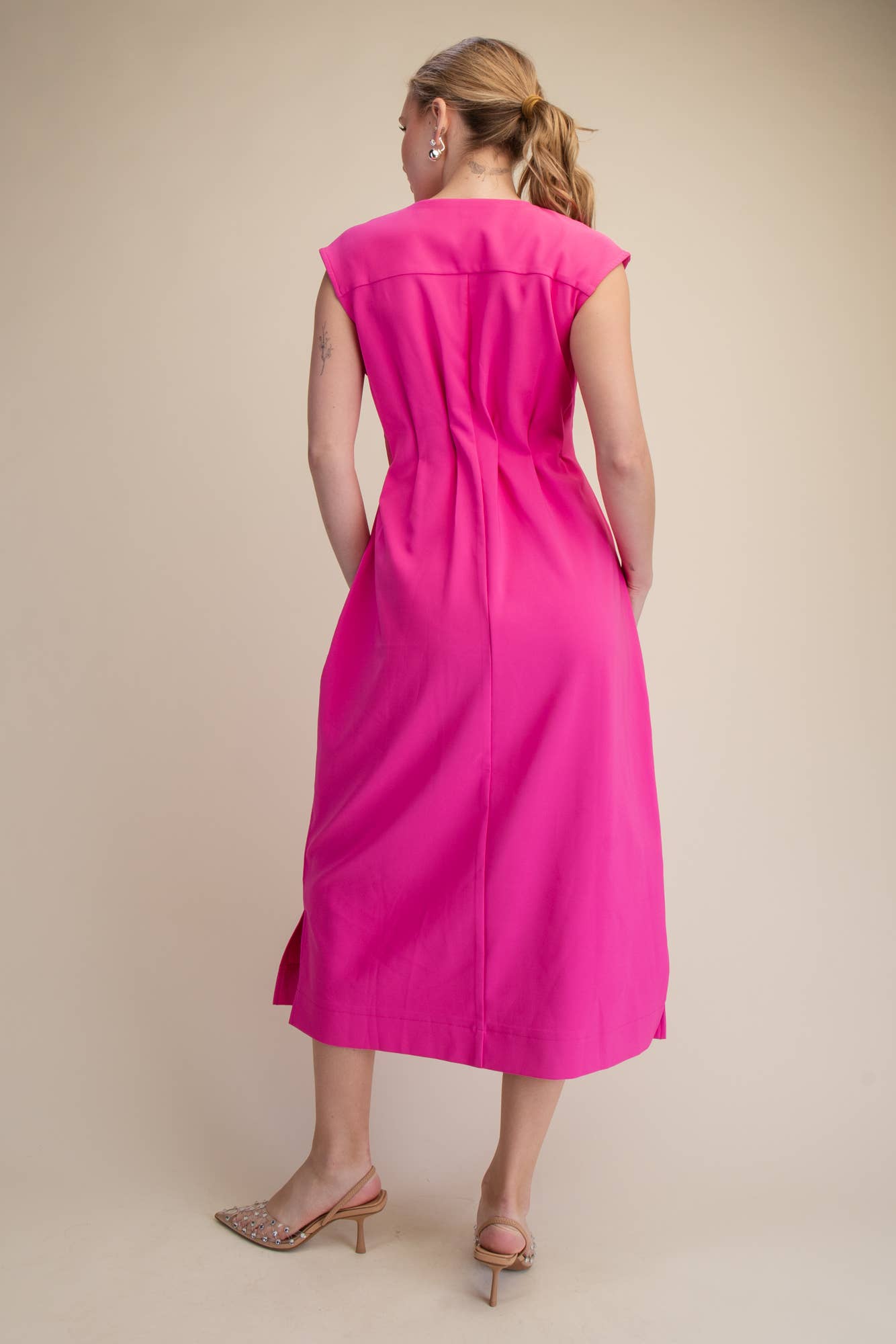 The Paris Edition Midi Dress-Hot Pink