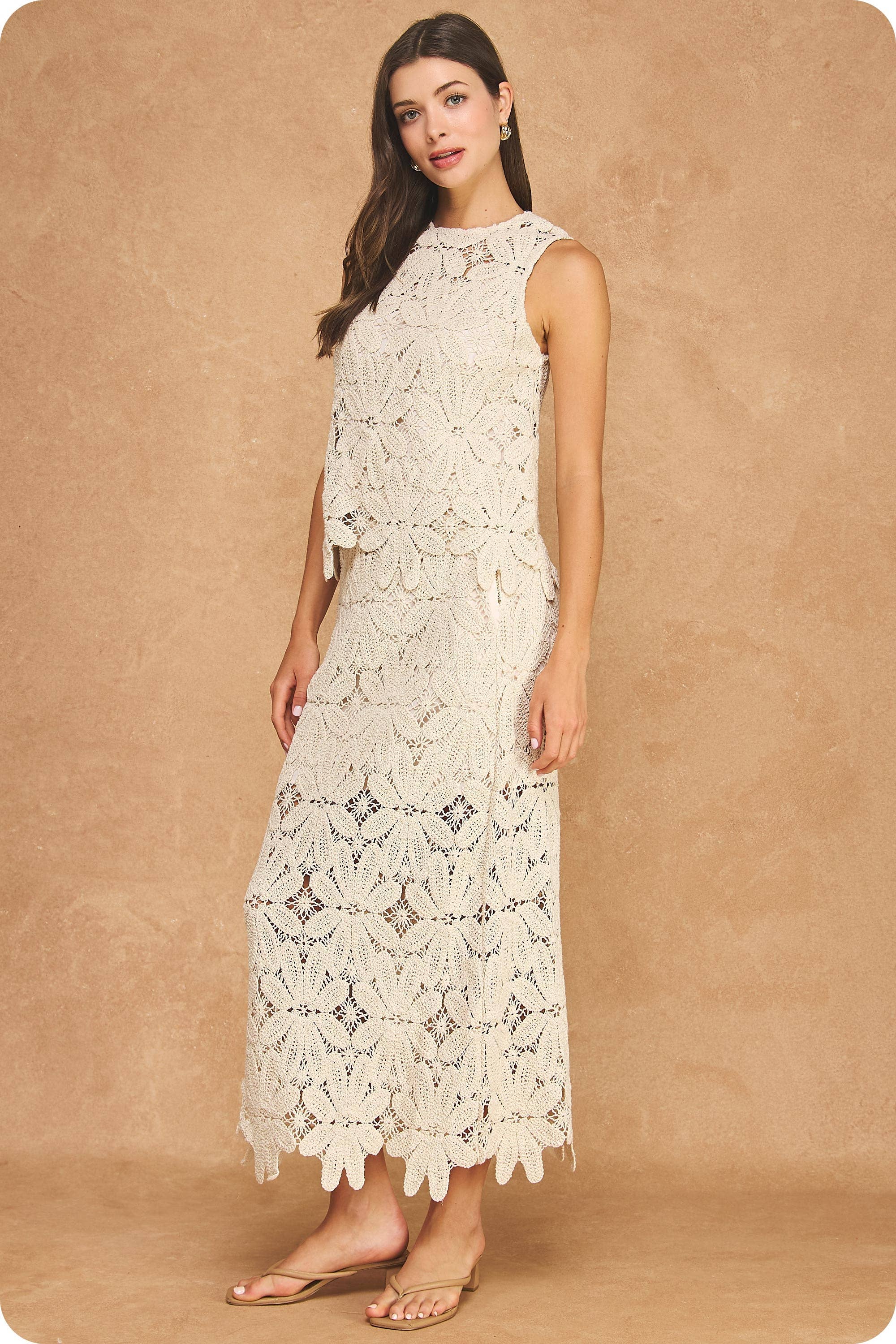 Wisteria Crochet Midi Skirt