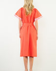 Market Walks Belted Dress-Orange Red