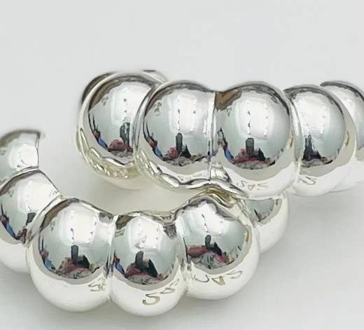 Wide Bubble Hoop- Silver