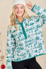 Christmas Toile Printed Quilted Jacket-Hunter Green