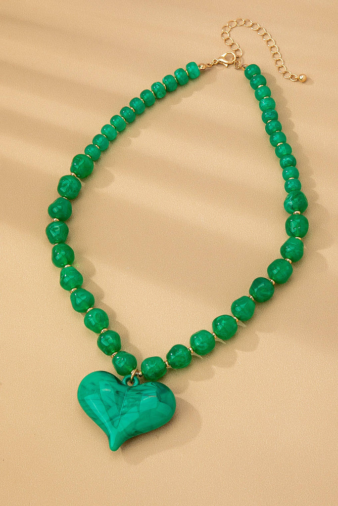 Chunky Beaded Charm Necklace