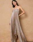 Moonglade Pleated Maxi Dress- Champagne