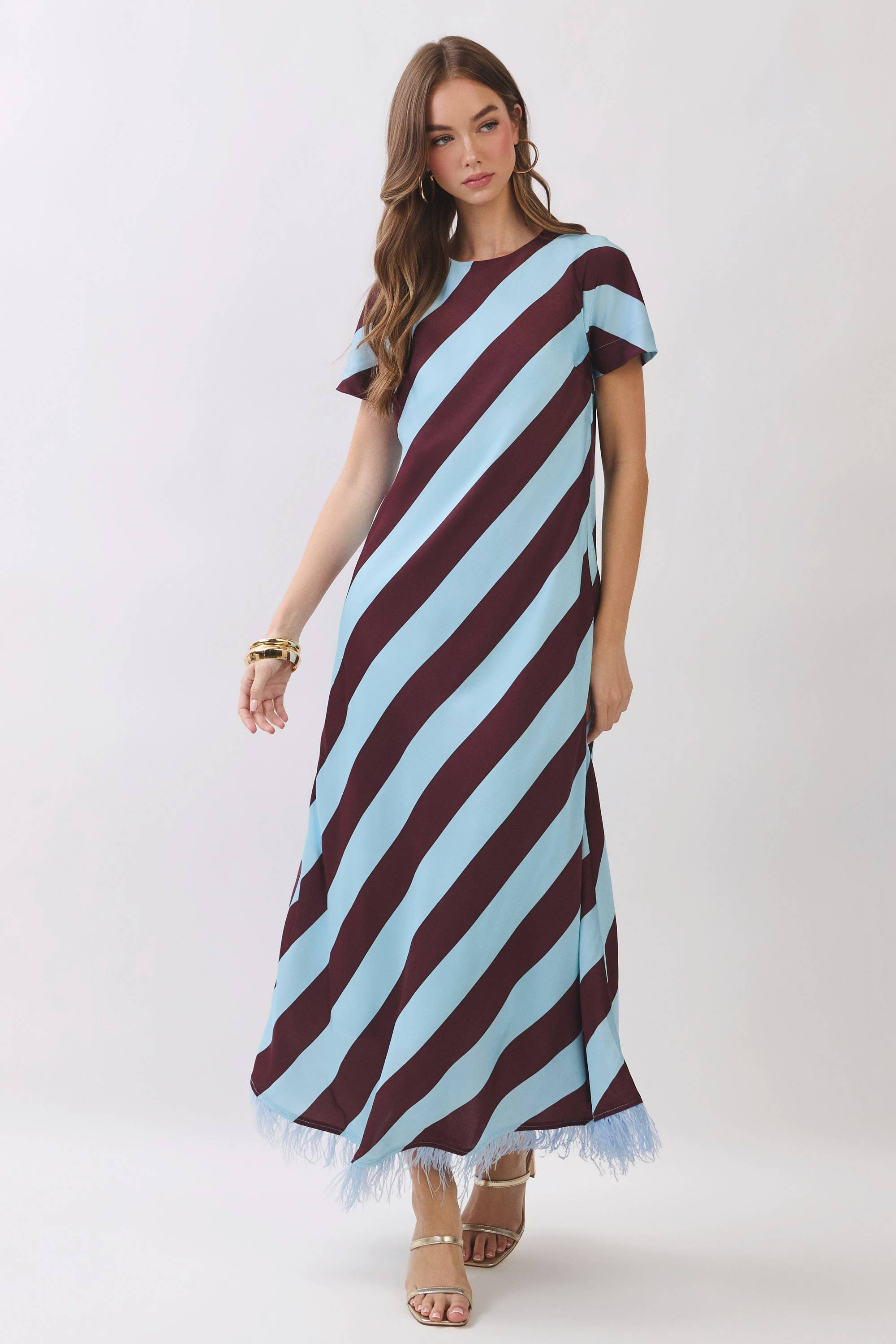 Azure Affair Stripe Maxi Dress