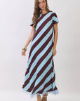 Azure Affair Stripe Maxi Dress