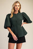 Cityscape Chic Peplum Top-Green