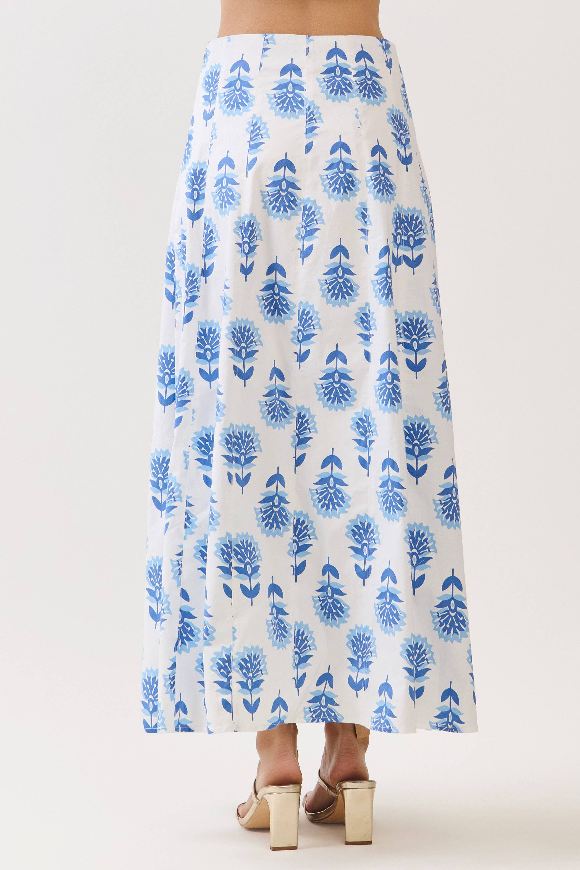 Blue Flax Floral Maxi Skirt