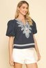 Feeling Breezy Embroidered Top-Navy