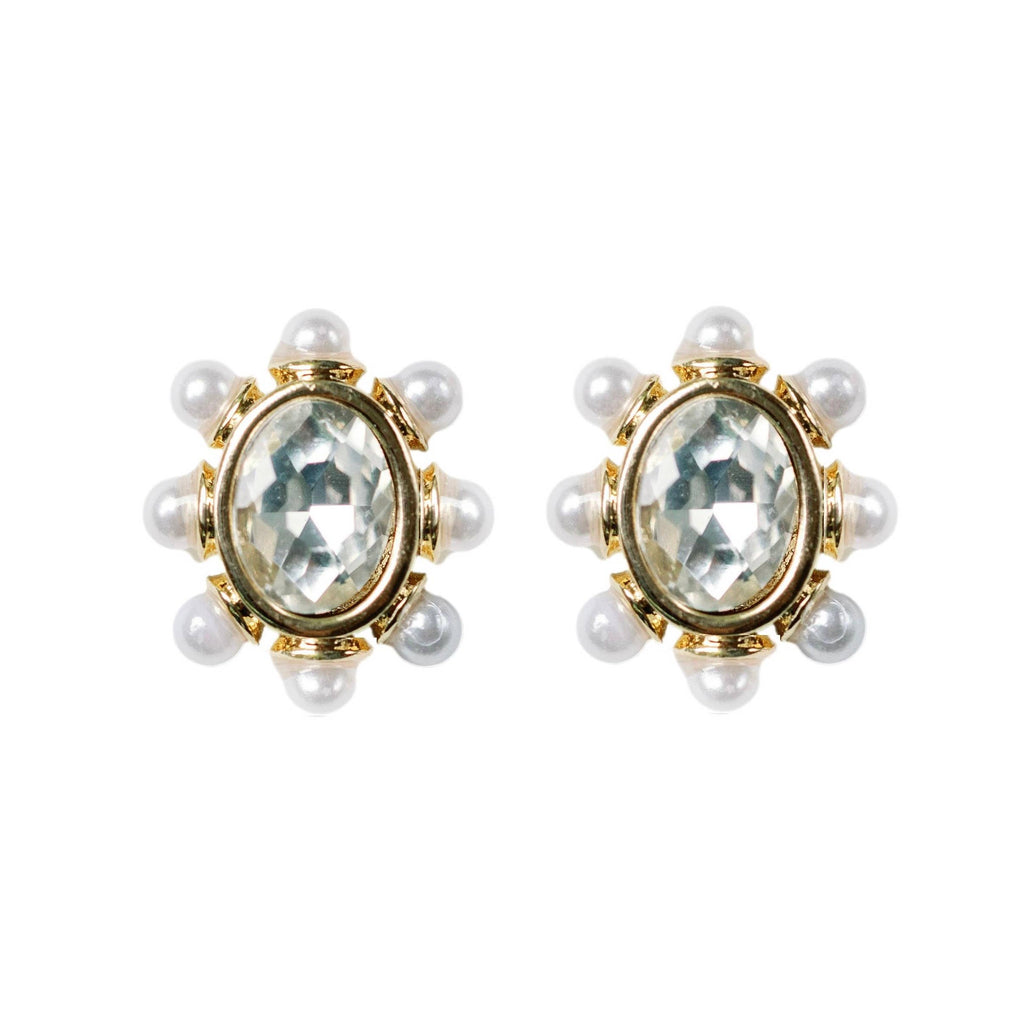 Crystal Pearl Stud Earrings