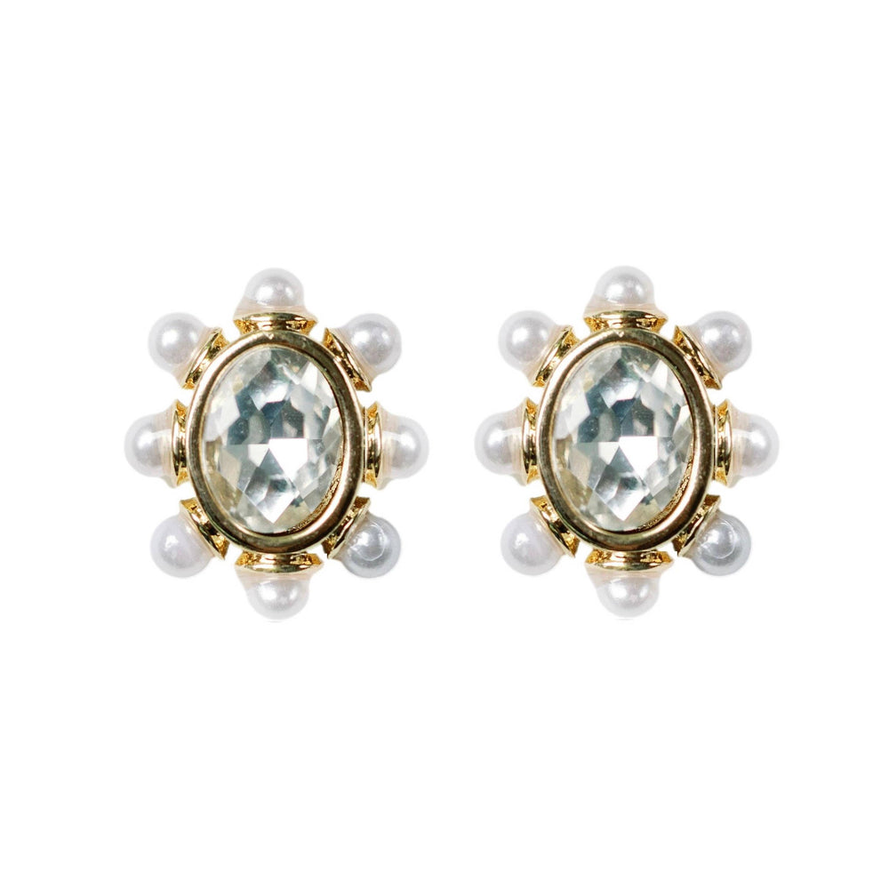 Crystal Pearl Stud Earrings