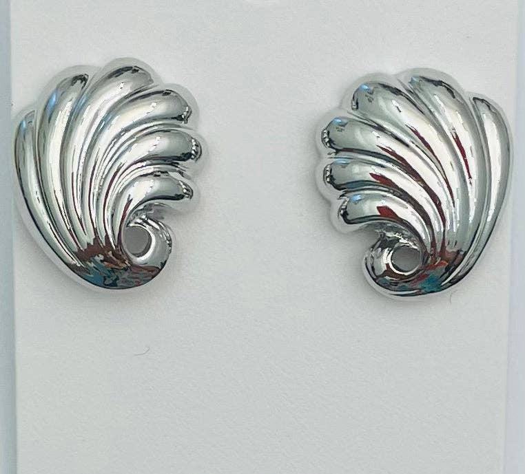 Flapper Wave Clip On Earring- Silver
