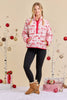 Christmas Toile Printed Quilted Jacket-Red