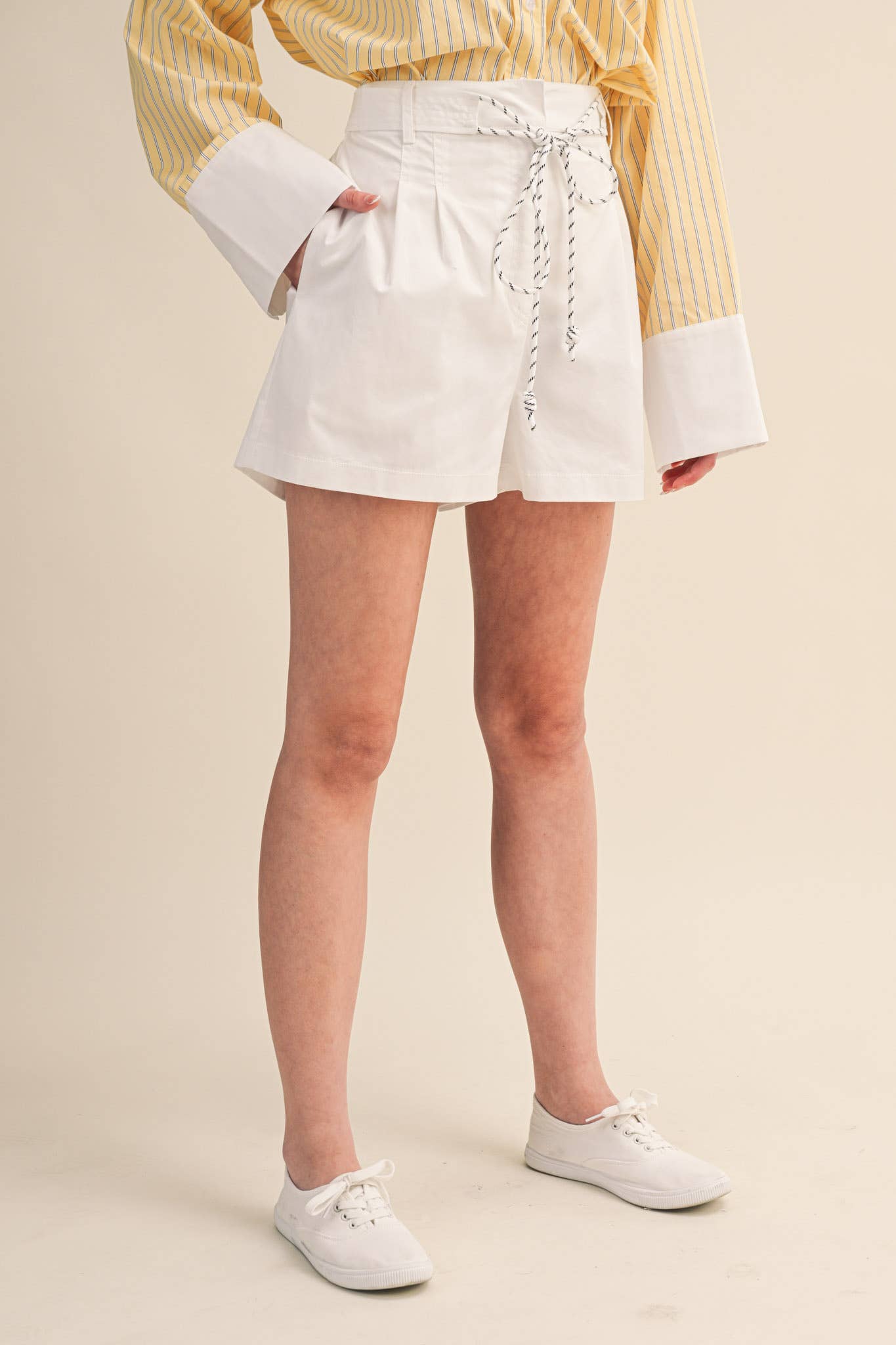 Ahoy Rope Belt Short-White