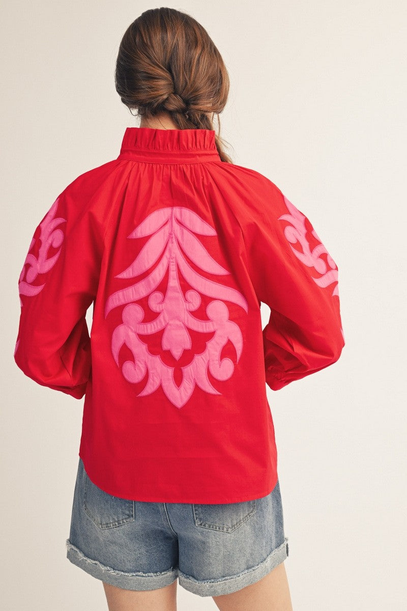 Blush Peony Top-Red