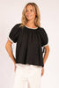 Macaron Puff Sleeve Top- Black