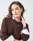 Jenna Chain Link Necklace-Navy