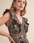 PREORDER: Sweet Spell Floral Midi Dress-Navy