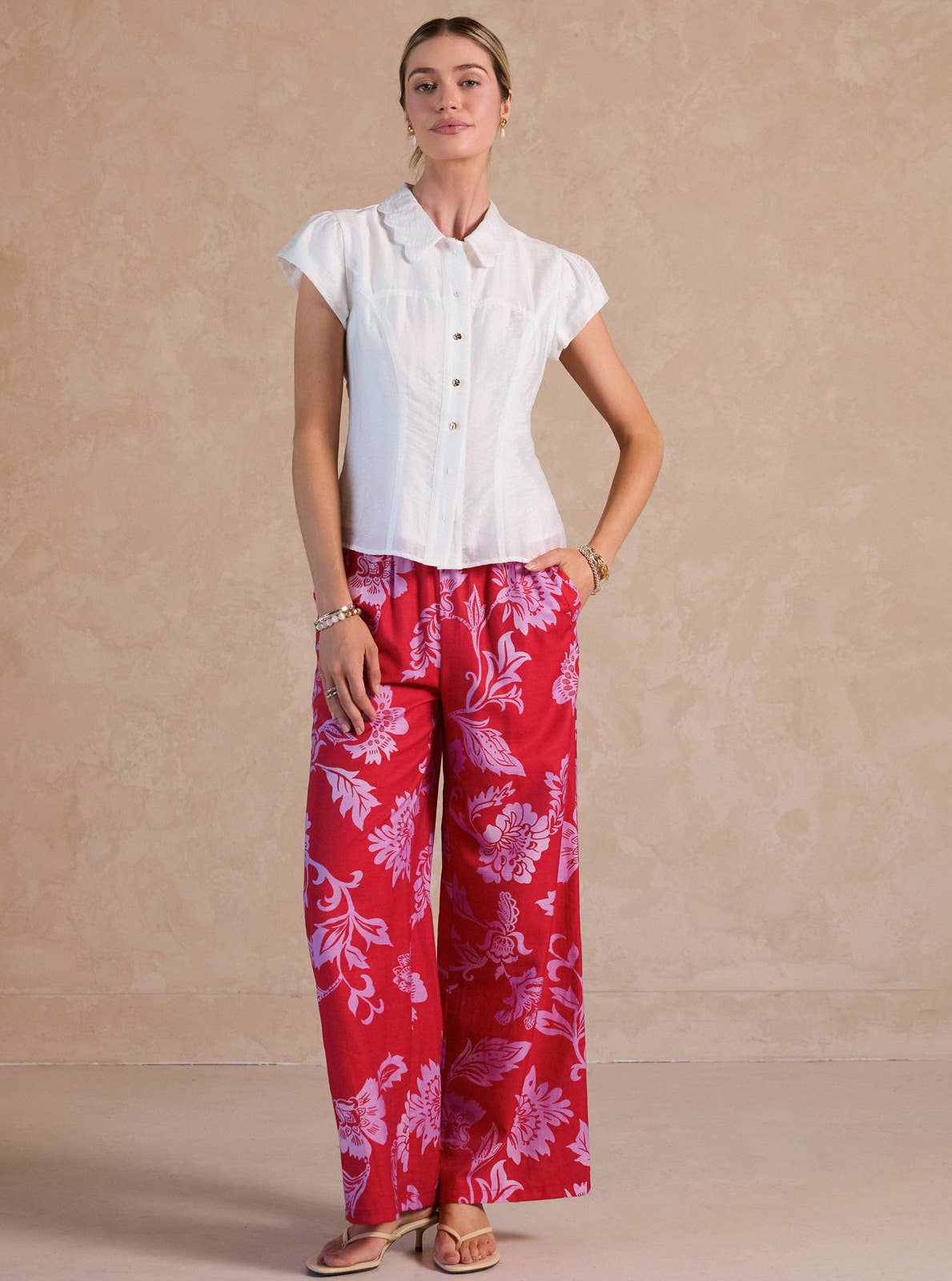 Blush Blossom Wide Leg Pants