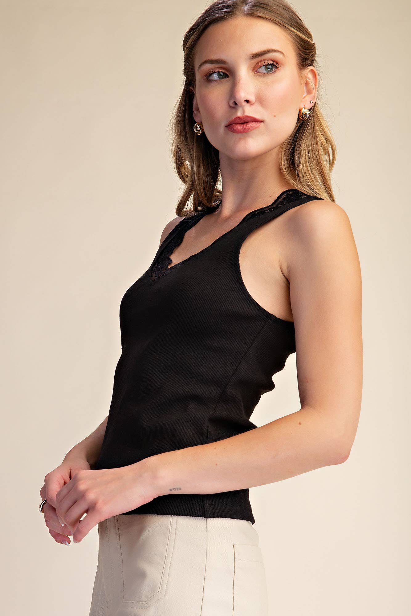 Florence Lace Tank- Black