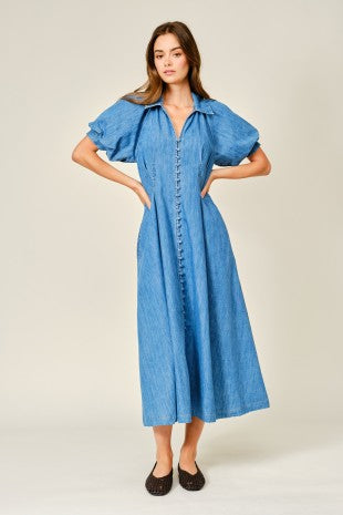 Saint Claire Denim Midi Dress