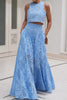 Wrapped in Romance Eyelet Skirt Set-Blue