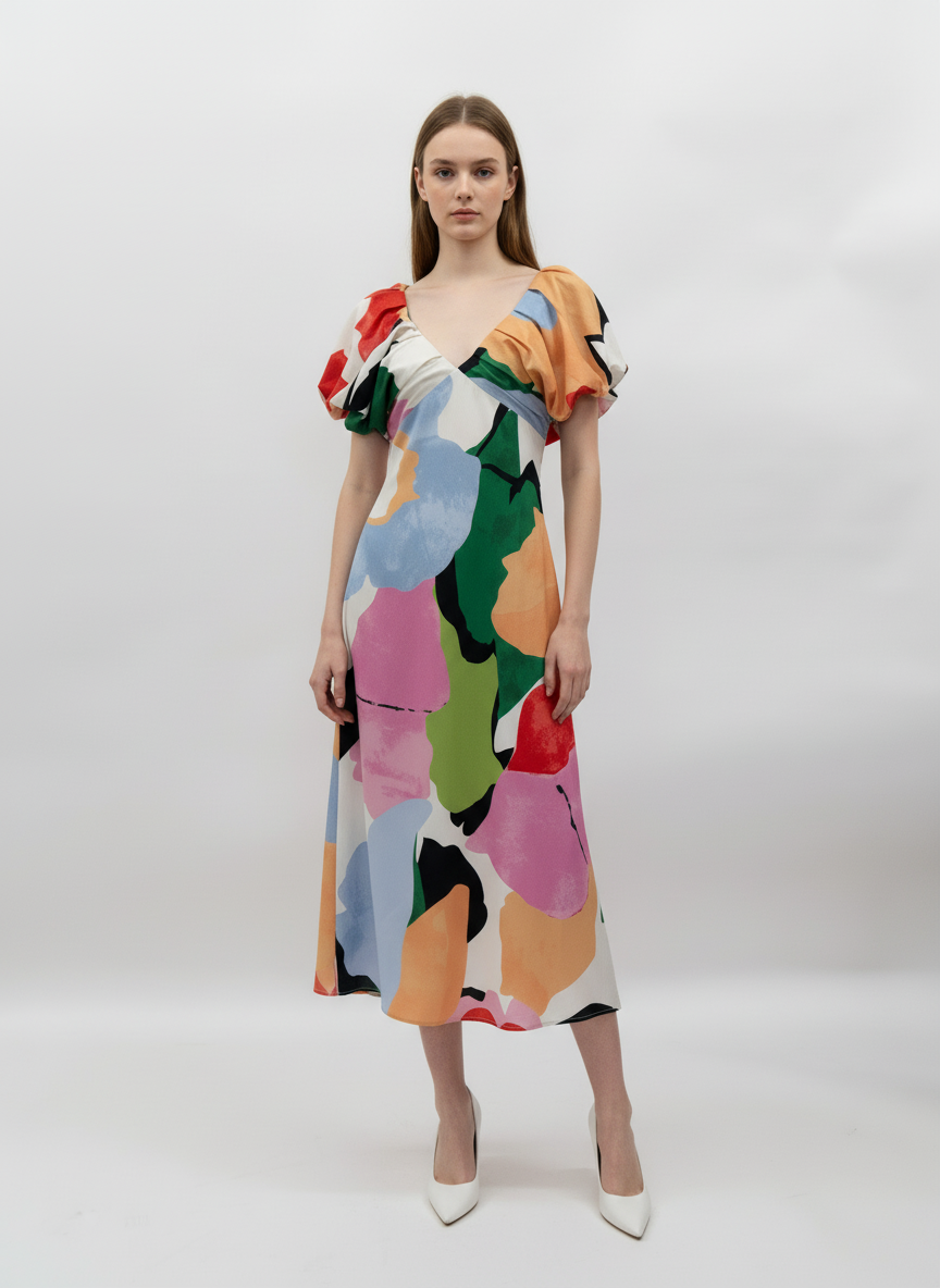 Monaco Puff Sleeve Maxi Dress