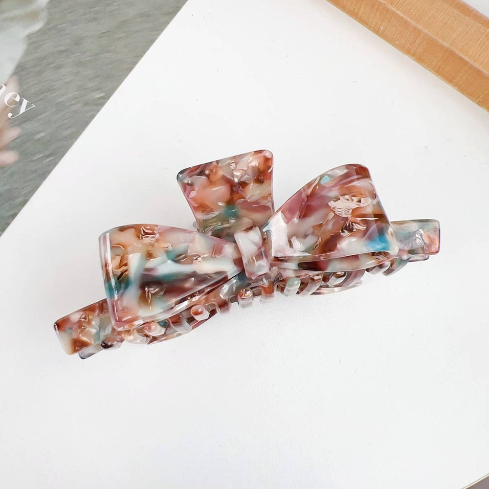 Vintage Bow Hair Clip-Brown Multi
