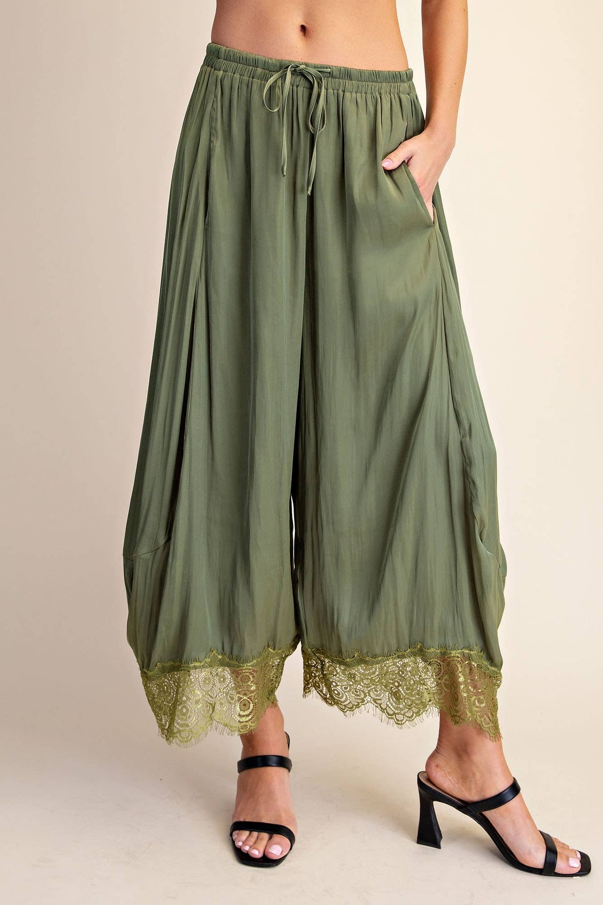 Arabian Nights Balloon Pants-Olive