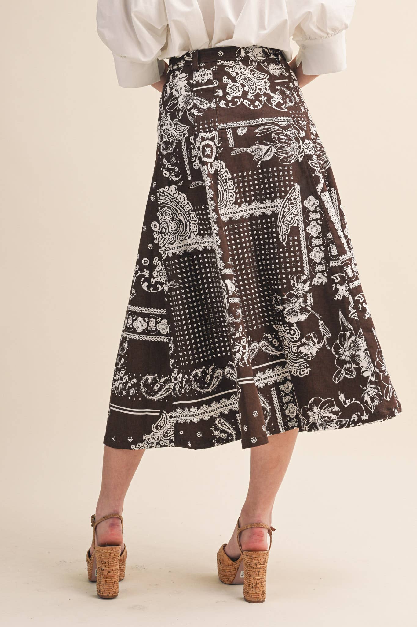 Rope Me In Midi Skirt-Brown