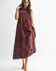 Desert Breeze Lace Maxi Dress-Chocolate
