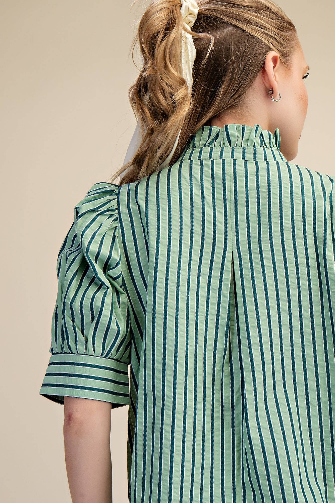 Sweetheart Puff Sleeve Top-Green