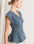 Barrel Race Denim Peplum Top