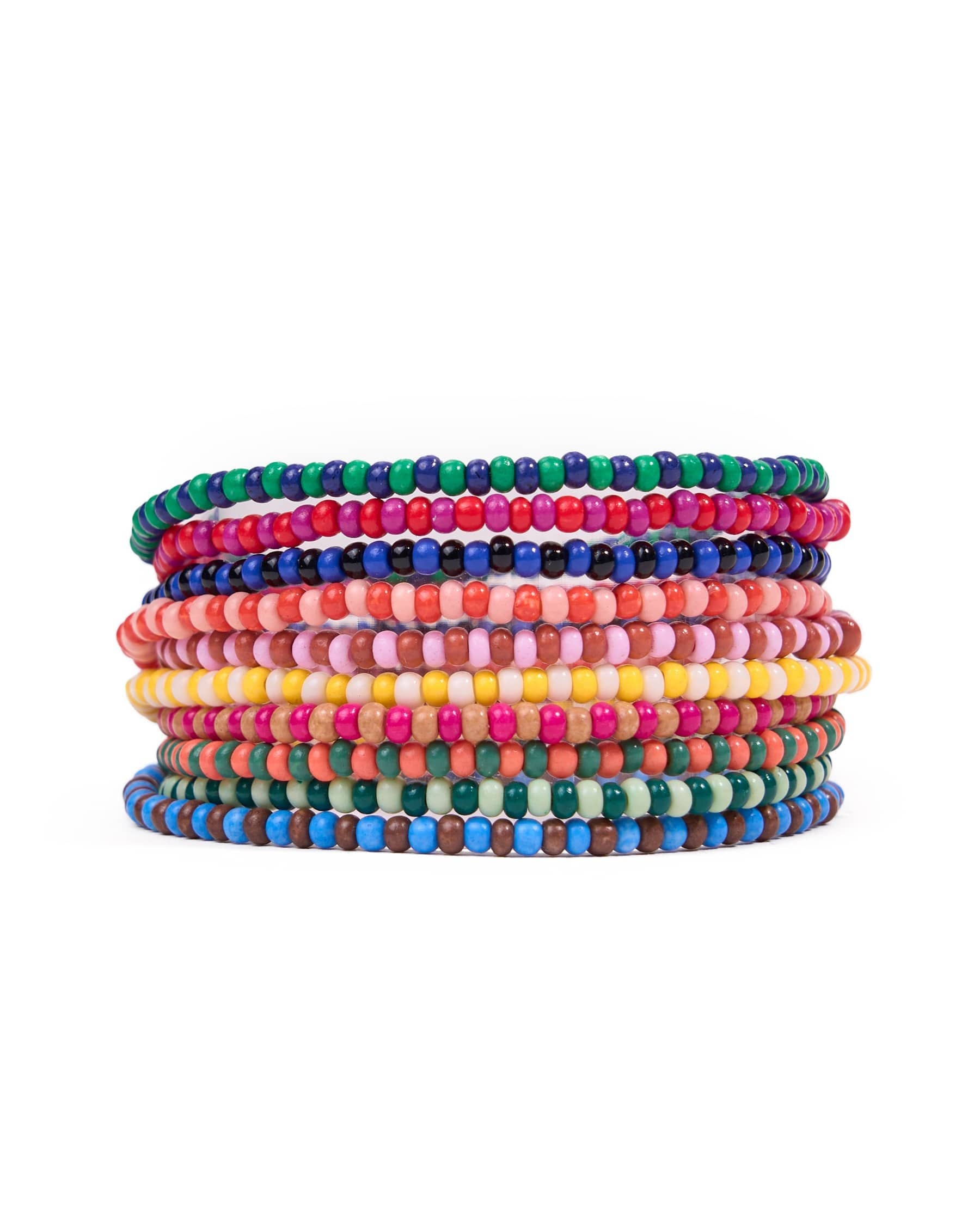 Sage Beaded Stretch Bracelets-Multi