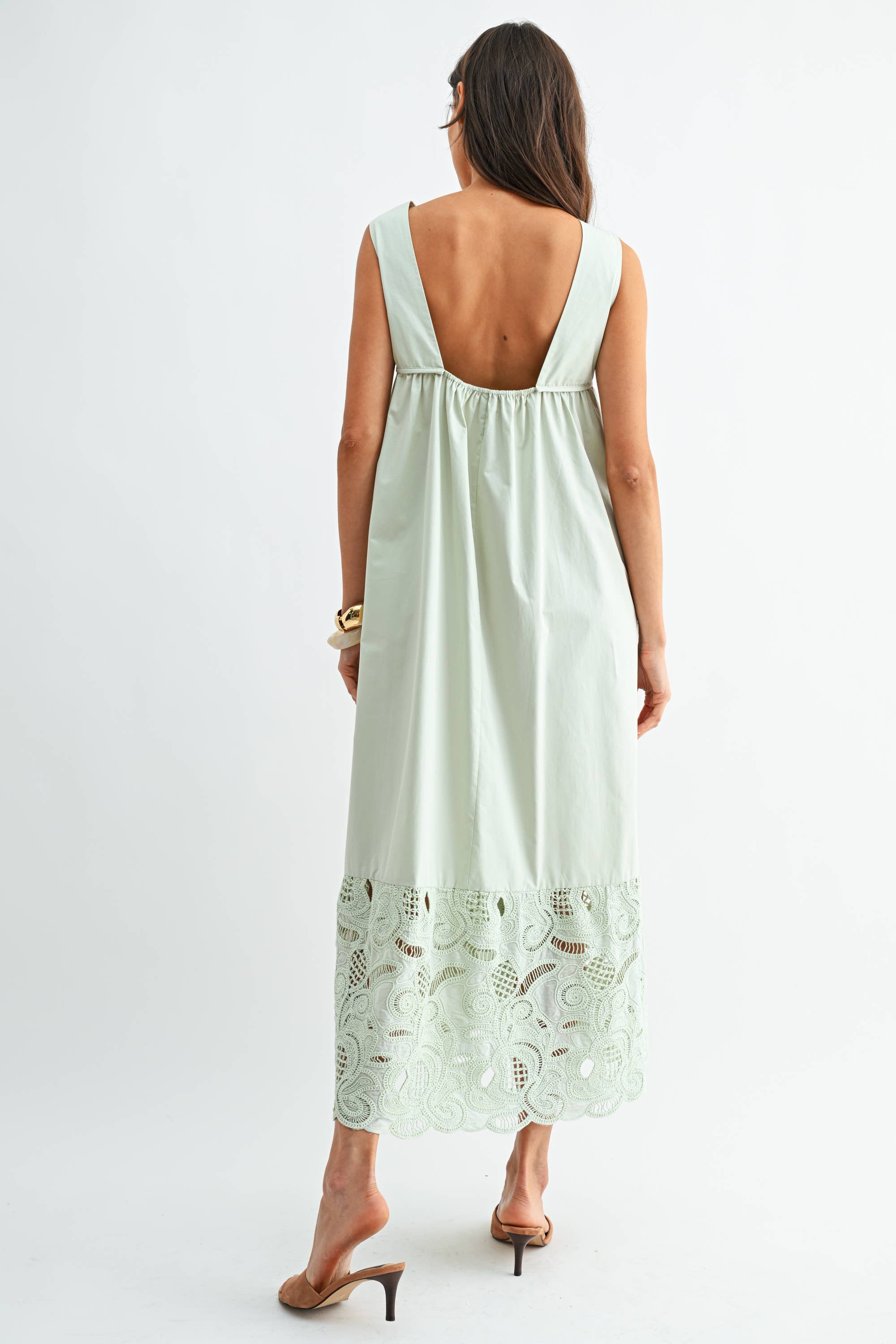 Desert Breeze Lace Maxi Dress-Sage