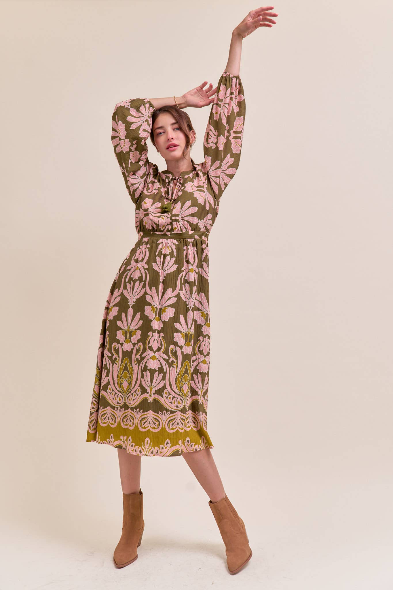 Forest Whimsy Floral Midi Dress