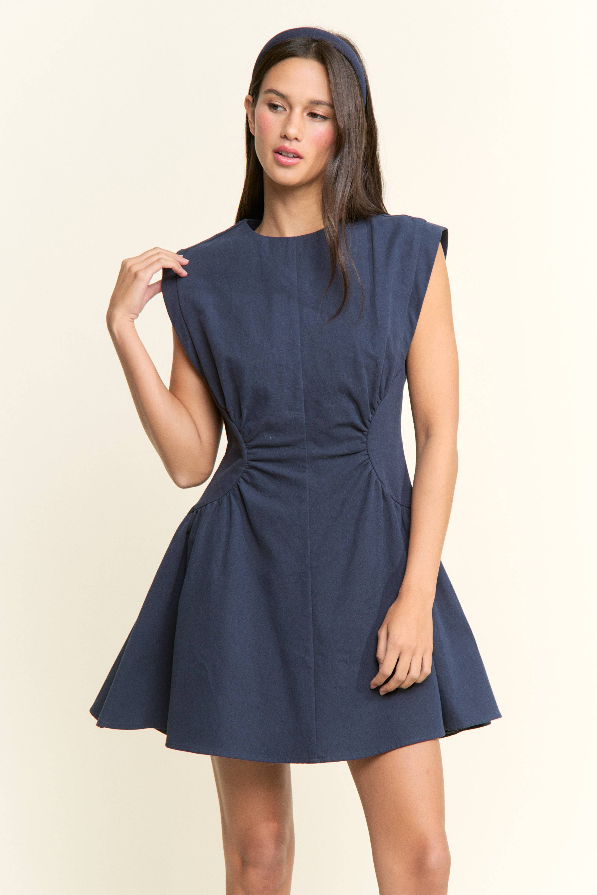 Sweet Afternoons Mini Dress-Navy