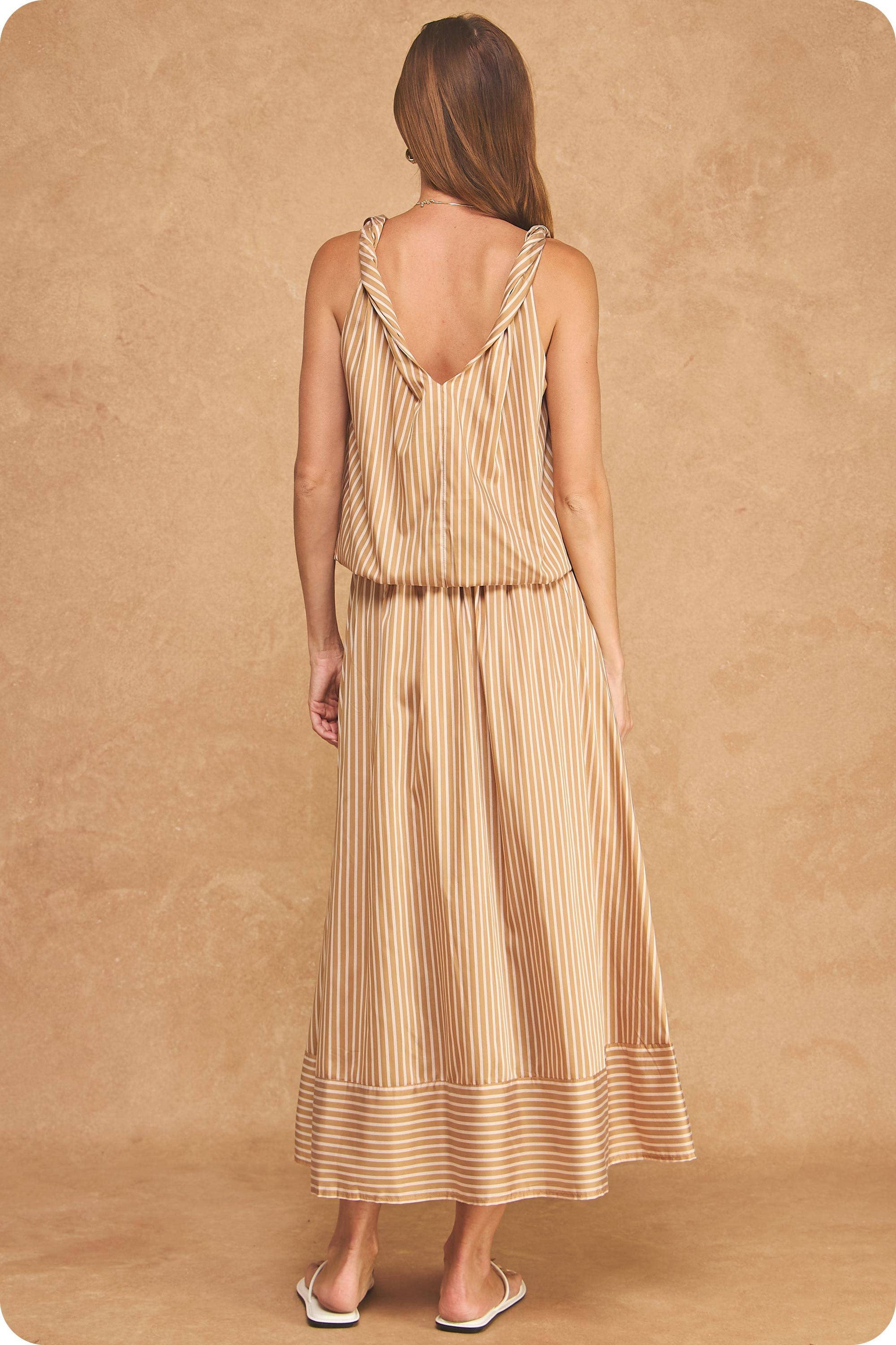 Breton Twisted Bubble Top-Tan/Blush