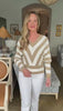 Double Down Striped Sweater- Ivory Taupe