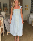 Vivid Vision Embroidered Dress-Light Blue