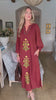 Sunflower Fields Embroidered Maxi Dress-Chestnut