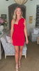 Grand Entrance Bow Mini Dress-Cherry Red