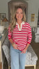 Maine Mornings Striped Top- Red