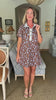 Garden Girl Floral Mini Dress-Brown
